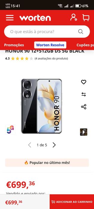 Honor 90 5g  12 RAM 512 memória