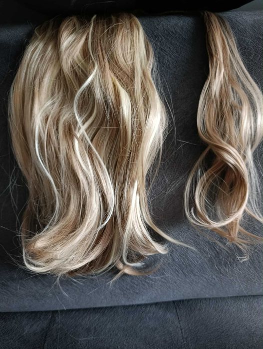 Przedłużenie kucyka treski doczepy syntetyczne 35cm blond
