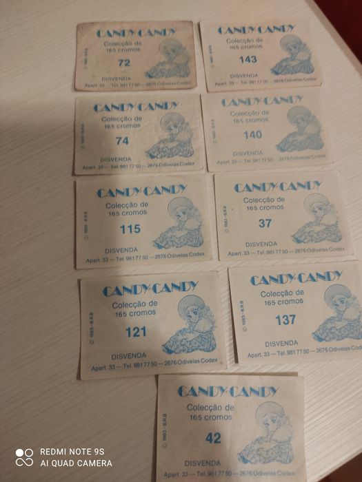 9 cromos da coleção Candy Candy