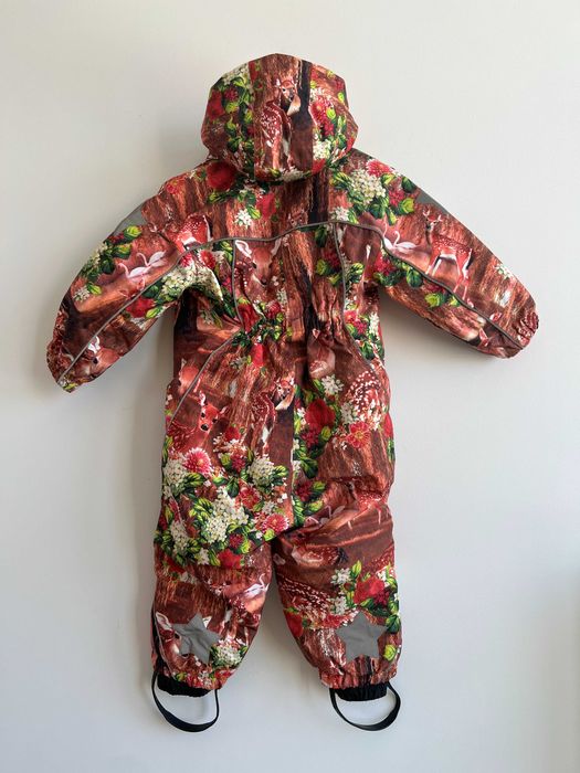 Molo kombinezon zimowy dziewczęcy ciepły we wzory sarny kaptur 86