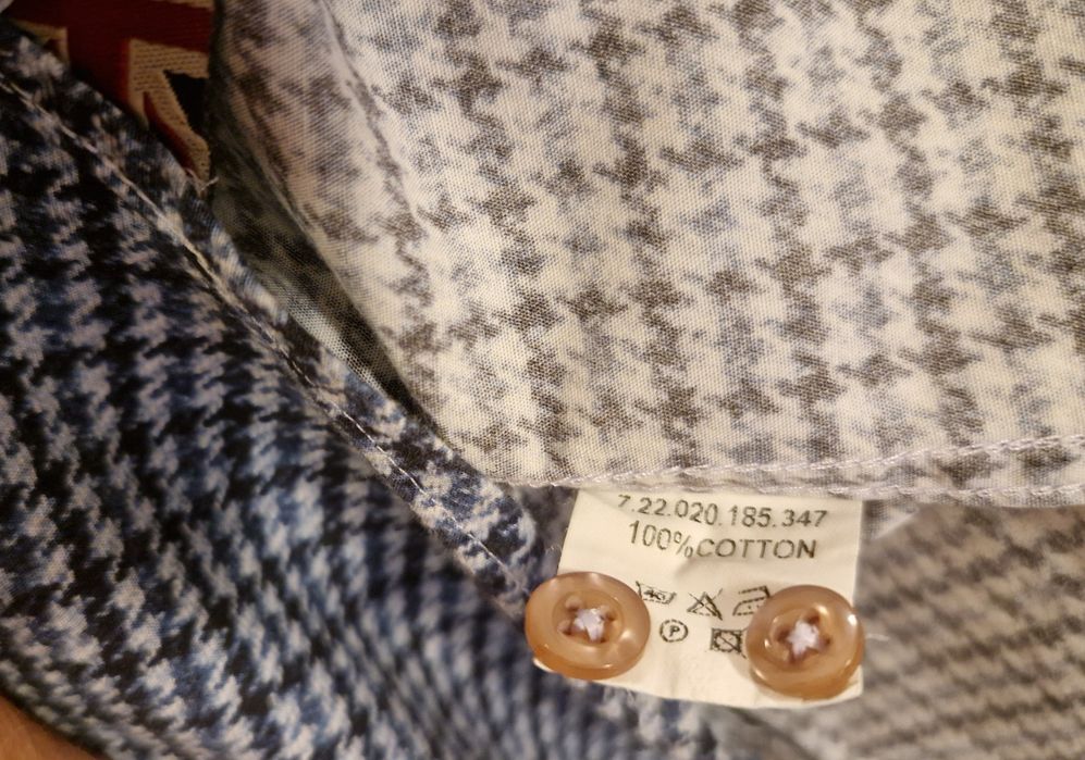 Koszula marki Original Italian Fabrics cotton 100 % kratka długi rękaw jak nowa