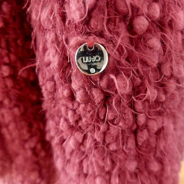 Czapka i szalik Liu-Jo, bordo, boucle, wełna.