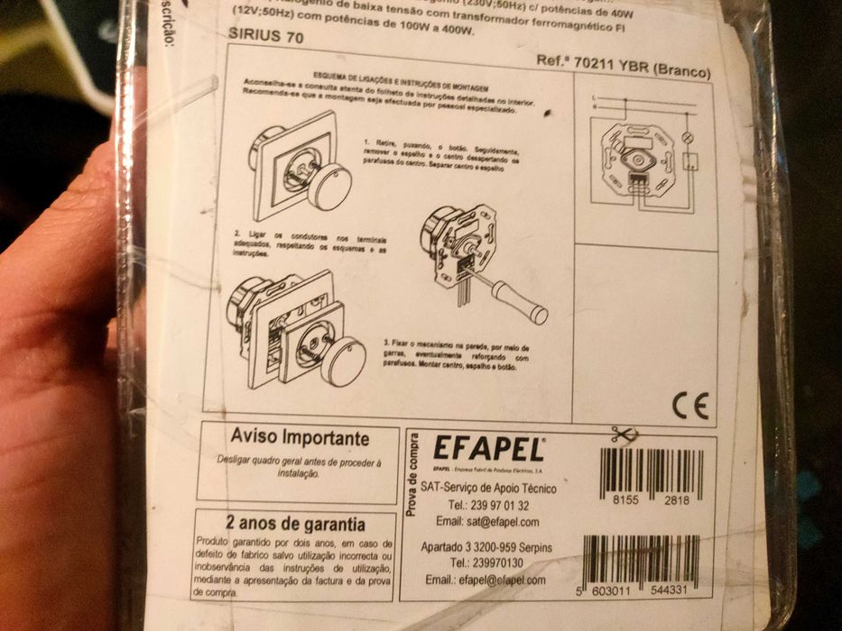 Efapel Sirius 70 variador completo cor branco