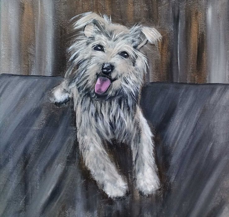 Portret psa i kota malowany na płótnie