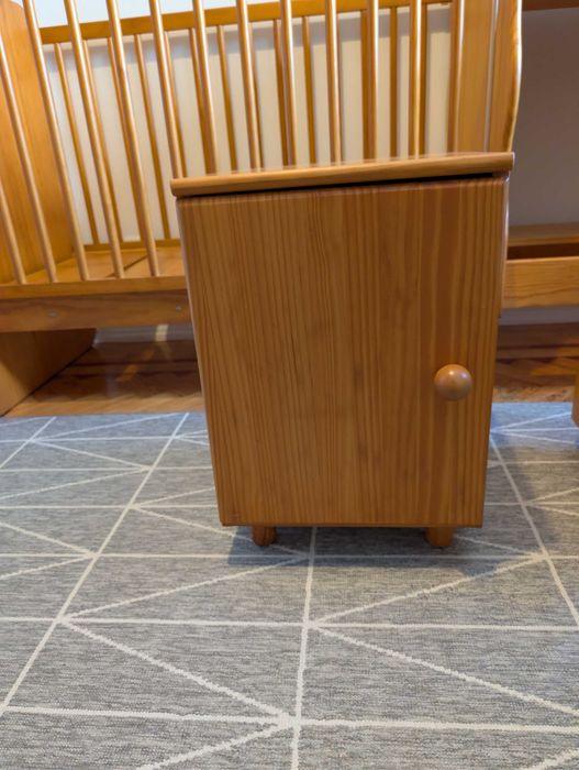 Cama de bebé convertível + quarto completo (madeira maciça)