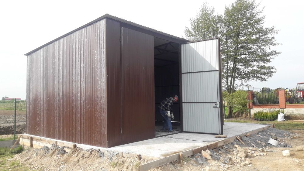 Wysoki GARAŻ BLASZANY  - Wiata , Hala , Magazyn Blaszany - GRZYWSTAL