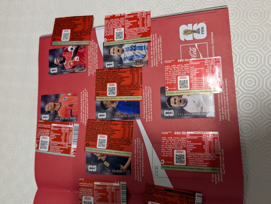 Colecção completa de 12 cromos Coca Cola do Mundial 2026