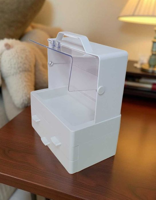 Органайзер для косметики білий з висувними ящиками