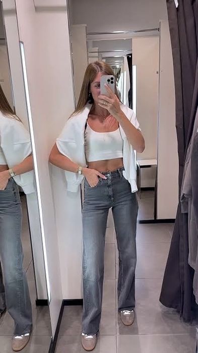 Джинси Zara Wide Leg антрацитовий сірий