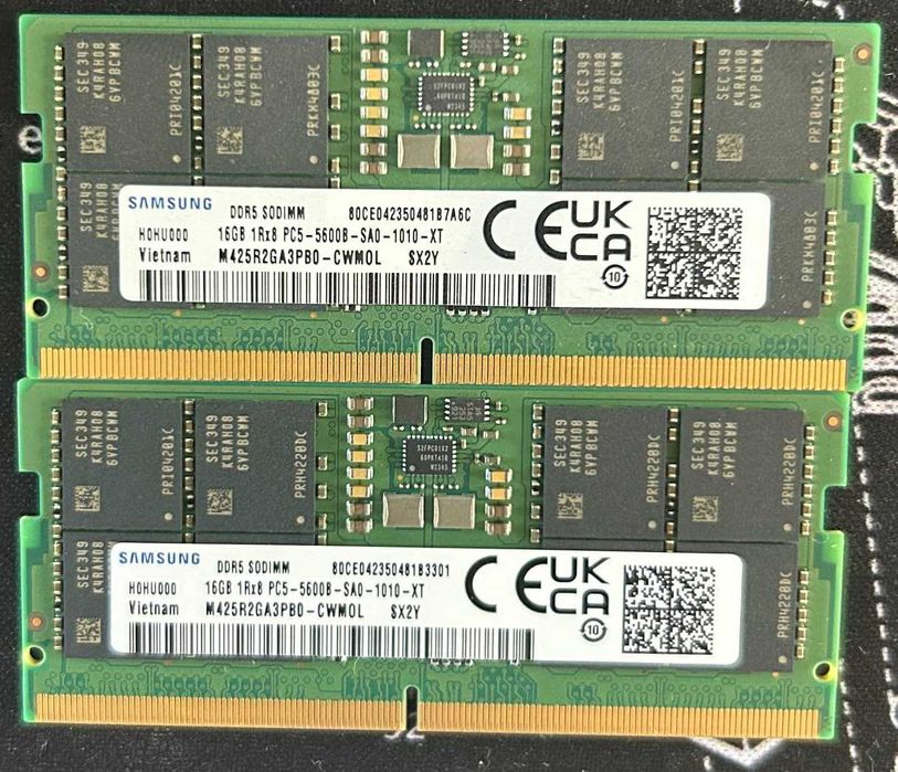 Оперативна пам'ять ноутбука (ОЗУ, RAM) Samsung DDR5 32GB (2x16GB) 5600MHz SO-DIMM 1Rx8 PC5-5600B