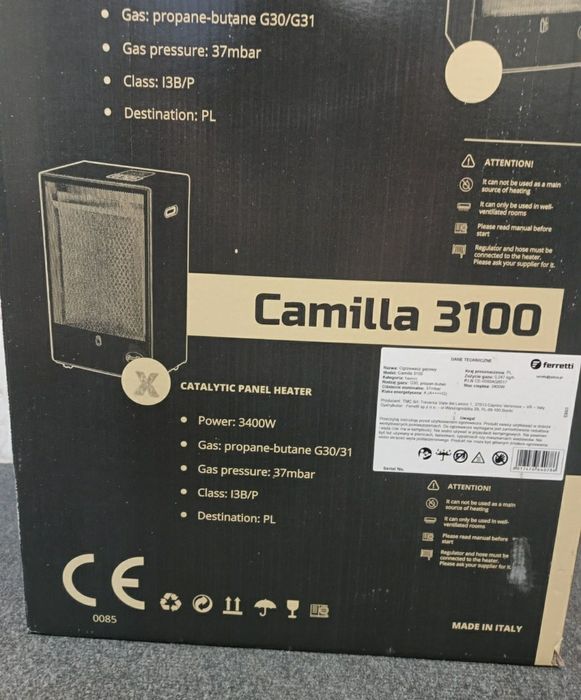 Газовий обігрівач Ferretti Camilla 3100 Каталітичний 3.4кВт Італія
