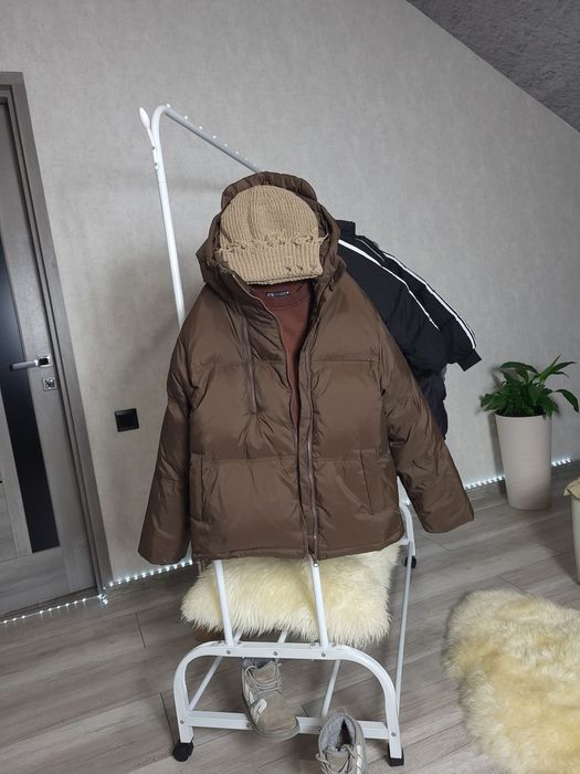 трендова, об'ємна,шоколадна куртка оверсайз для дівчинки