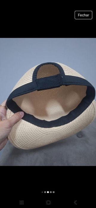 Boné de palha com velcro para mulher novo