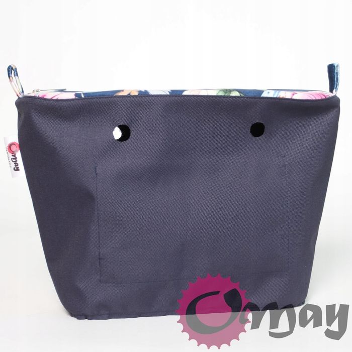 organizer OBAG STANDARD velvet welur kwiaty niebieski 2 kieszenie OMAY
