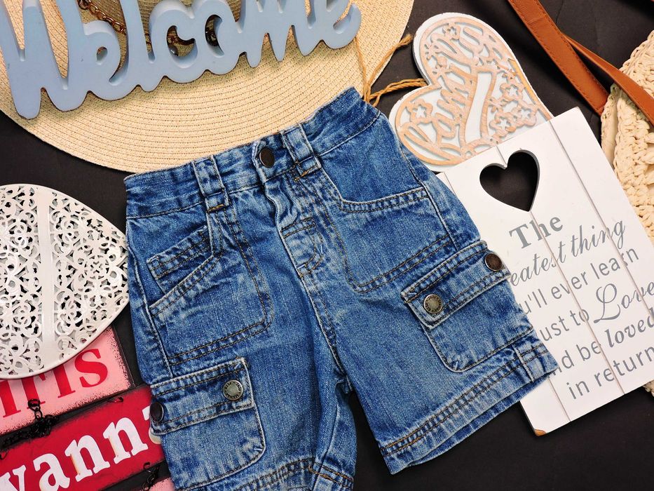 JoJo Maman Bébé - denimowe szorty jeans r 80/86