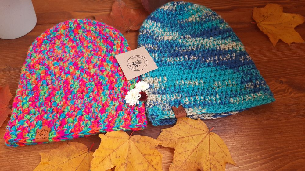 Czapka na szydełku, rękodzieło, akryl