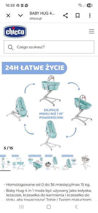 Łóżeczko chicco baby hug 4w1
