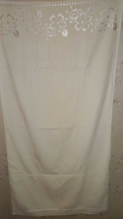 Рушник-плед з бавовни з велюром та вишивкою 1,45*0,75м