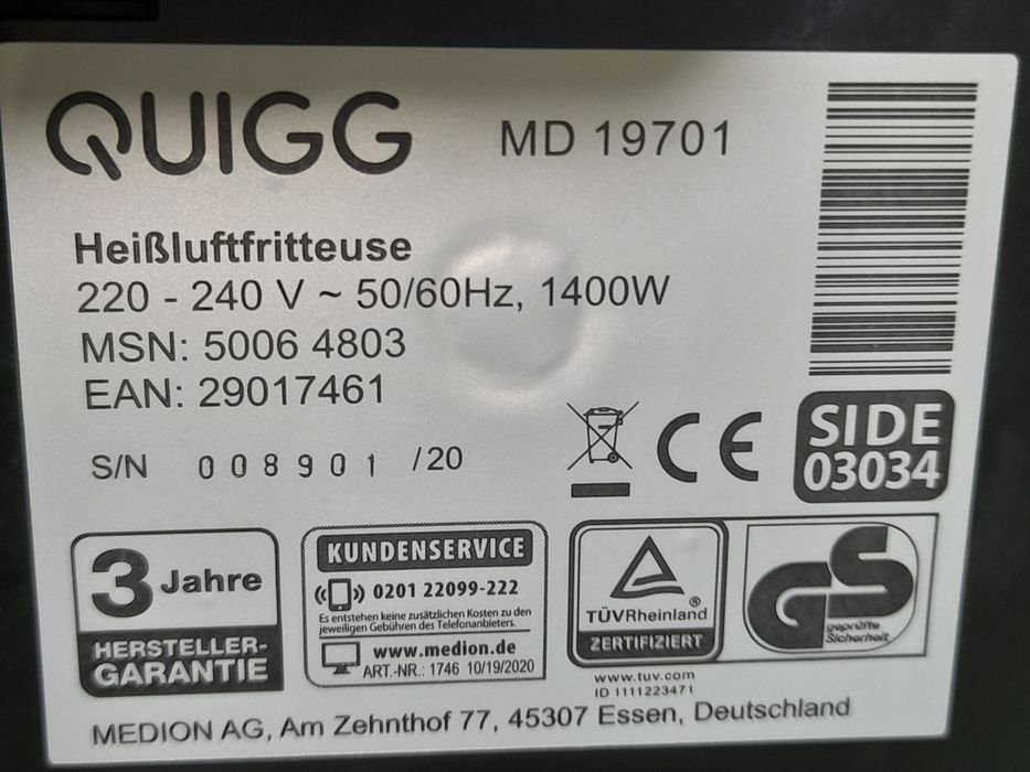 Аерогриль *Qugg md19701*