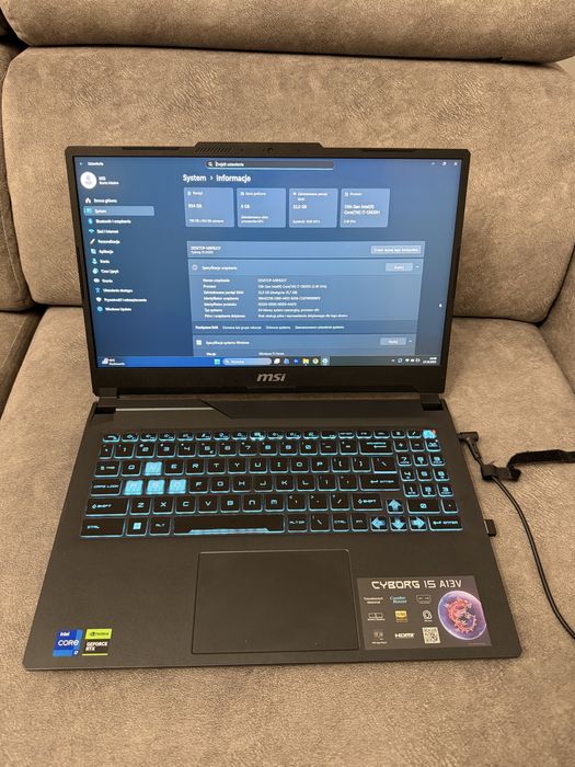 Okazja Laptop MSI Cyborg Gwarancja rtx4050 32gb i7-13620h SSD1024