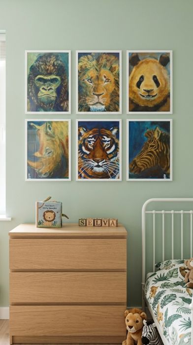 Quadros decorativos animais selvagens prints em alta resolução A4