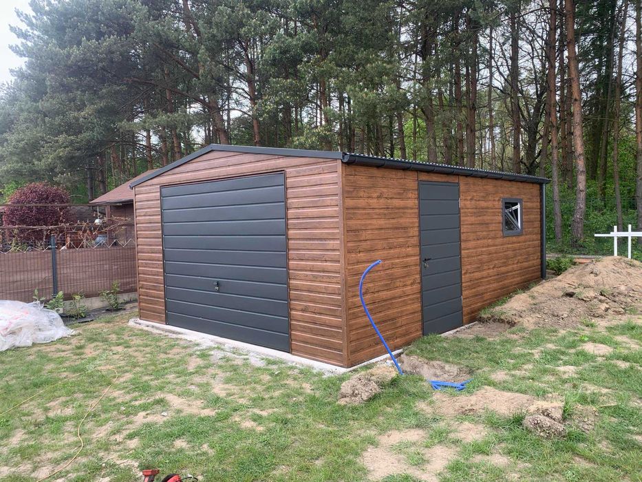 Garaże blaszane drewnopodobne, PREMIUM, każdy wymiar, cała Polska