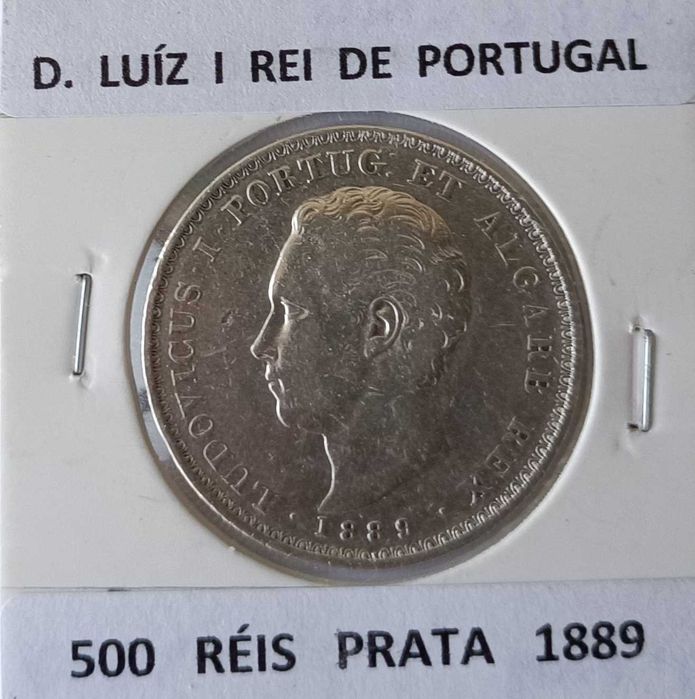 2 Moedas 5 Tostões 500 Réis da Monarquia Portuguêsa  D. Luiz I Prata