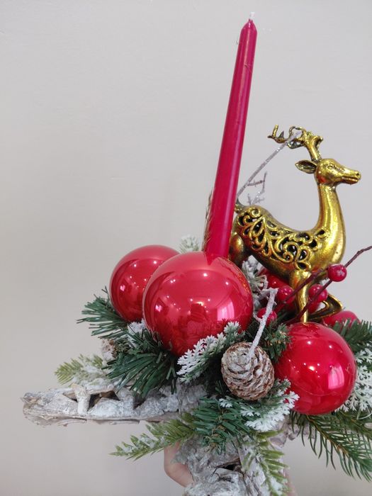 Świąteczny stroik na stół komodę ze świeczką home&you