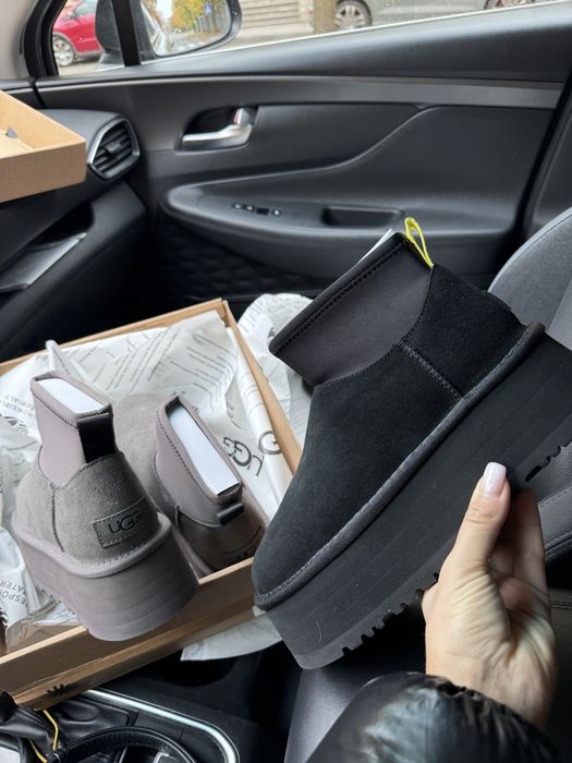 Ugg dipper platform 36 сірі і чорні угг 37 на платформі
