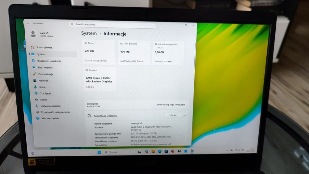 Laptop Acer aspire 5