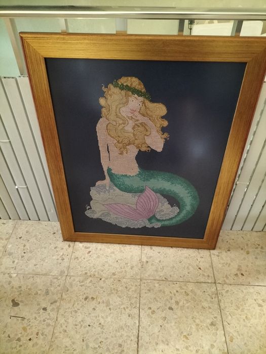 Quadro em ponto cruz imagem sereia
