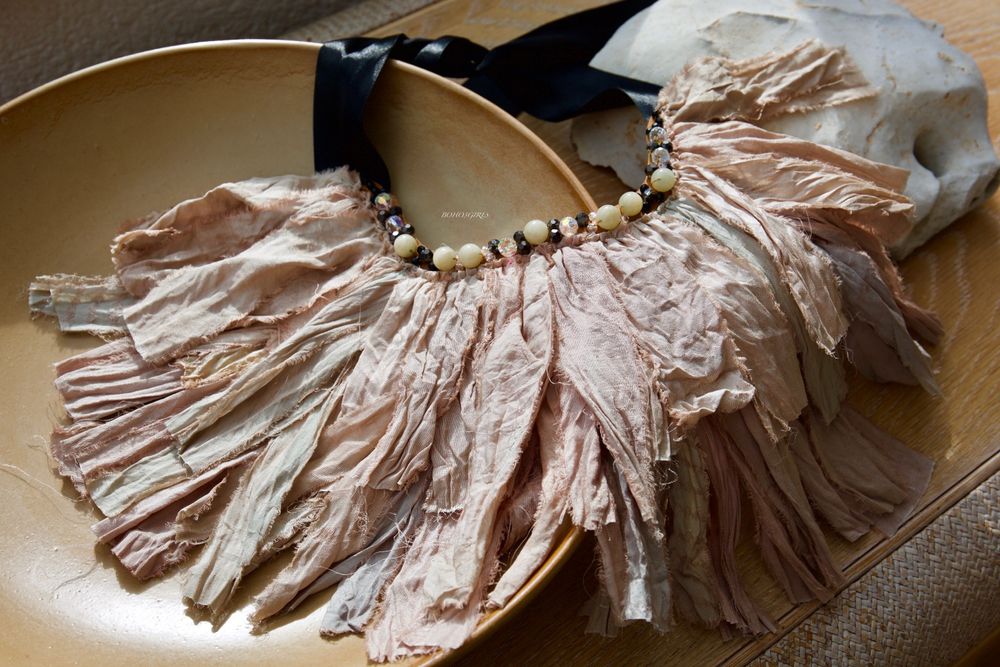 Naszyjnik Kołnierz BOHO3GIRLS z kamieni naturalnych rękodzieło