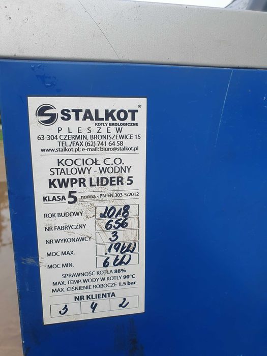 Piec/ kocioł c.o. stalowy wodny STALKOT KWPR LIDER 5 - 19kW - klasa 5 EKOGROSZEK