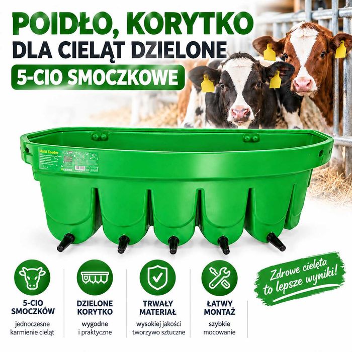 Poidło, korytko dla cieląt dzielone 5-cio smoczkowe Kerbl