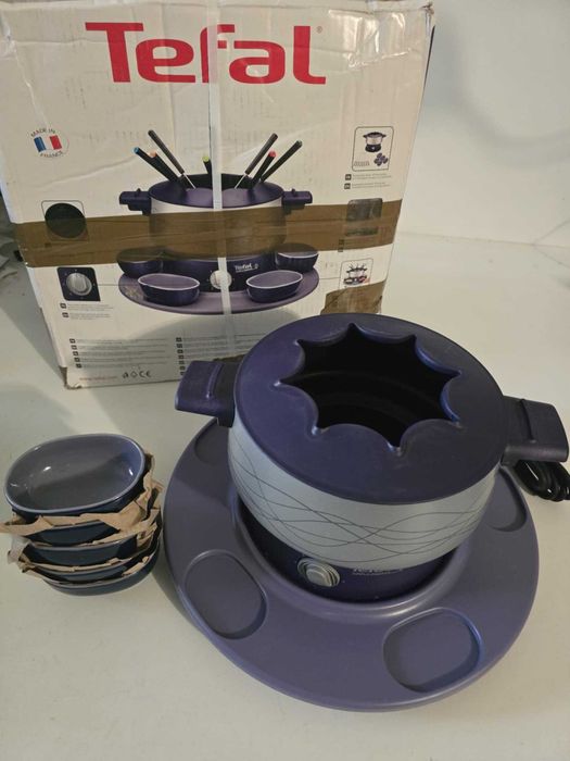 TEFAL ZESTAWY DO FONDUE 1,25 L do 8 osób  - obrotowa taca - 5 miseczek