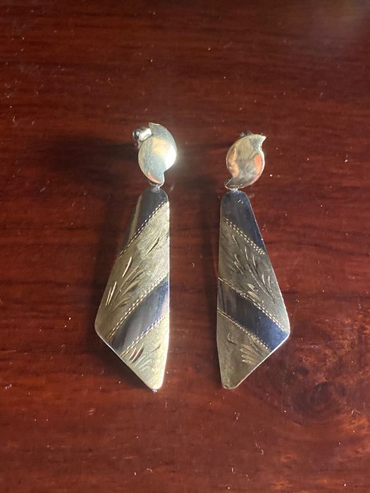 Brincos 5,5 cm Prata Dourada Ouro Portuguesa contrastada 835 Antigos