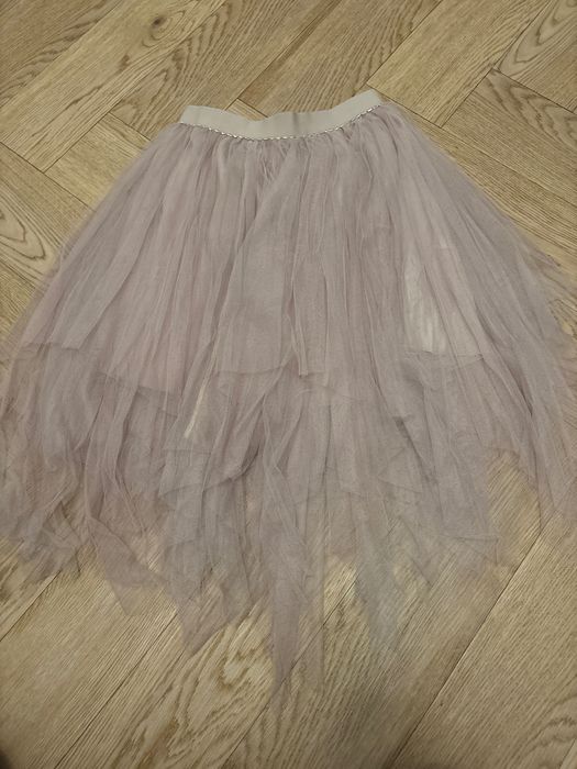 Tiulowa spódnica brudny róż M gumka w pasie, new look