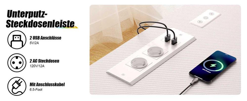 Biurko gamingowe Narożne BIAŁE 120-150cm z gniazdem + USB . Ośw. LED .