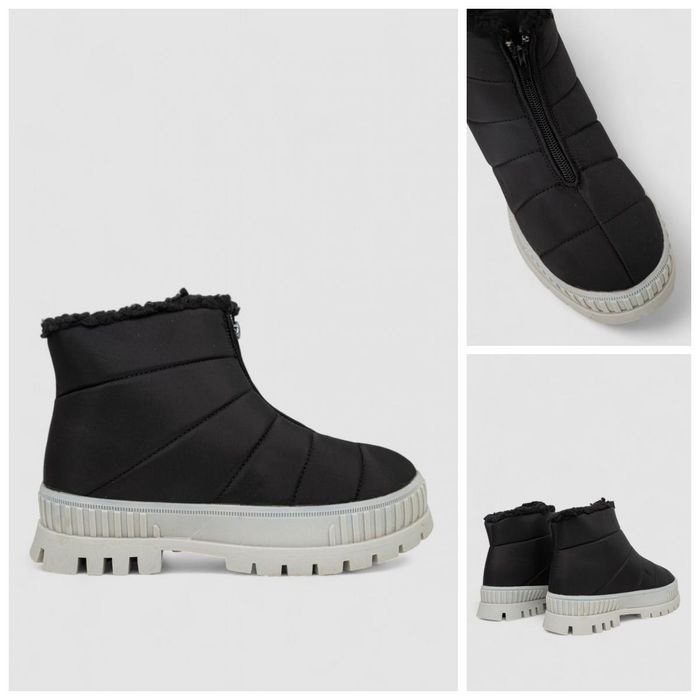 Дутики женские зимние на меху, цвет черно-бежевый, 248RCX1740