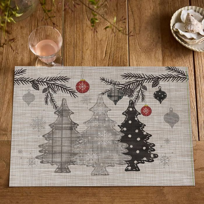 Podkładki na stół świąteczne PVC - 4 szt. - 30x45 cm, niebieskie