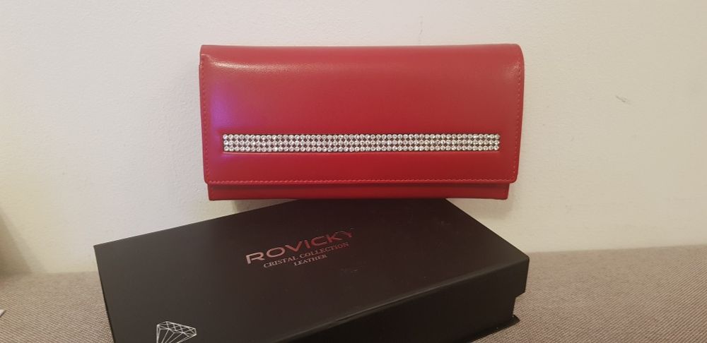 Portfel Rovicky czerwony Cristal Cyrkonie