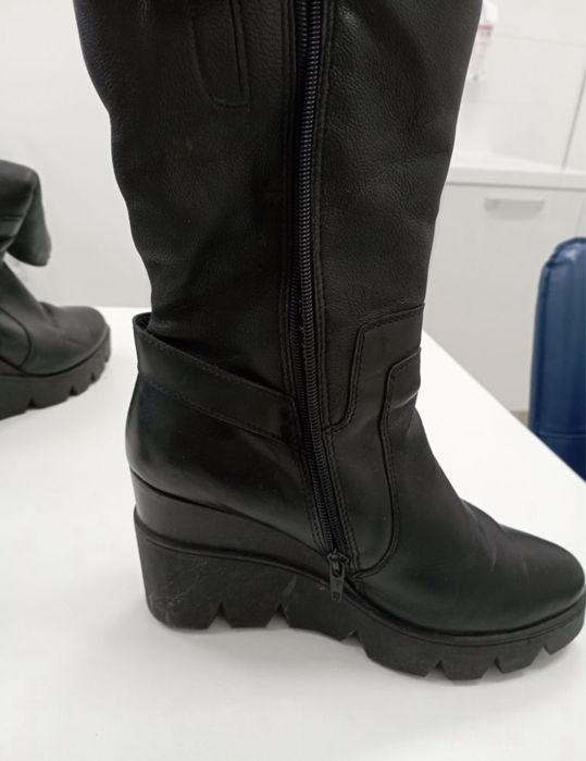 Сапоги женские кожаные на овчине