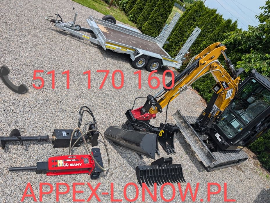 Wynajem koparki 3 tony młot wiertnica fi 30