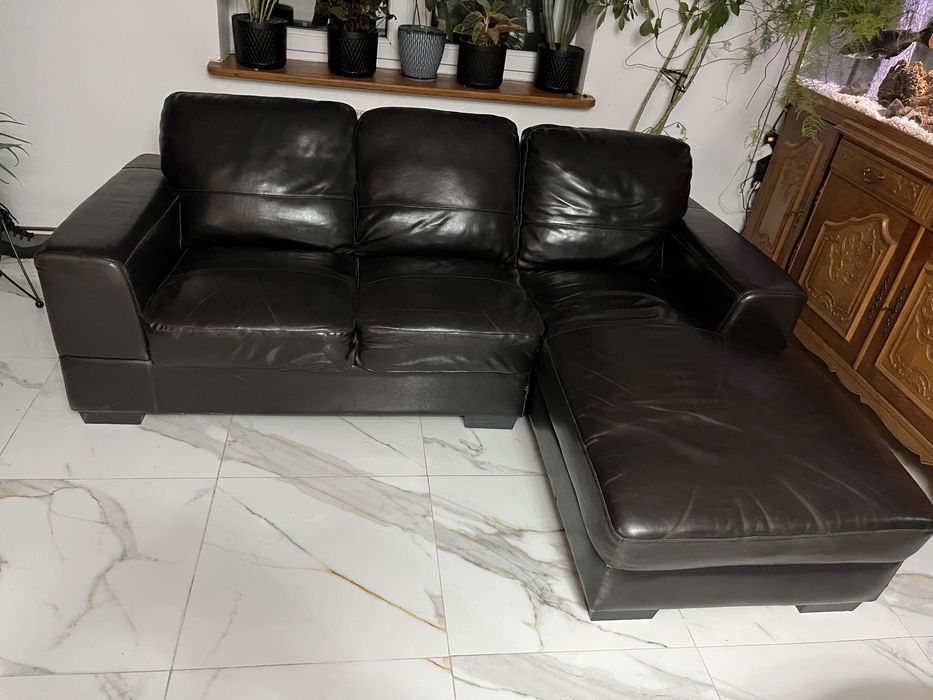 Kanapa narożna skóra naturalna