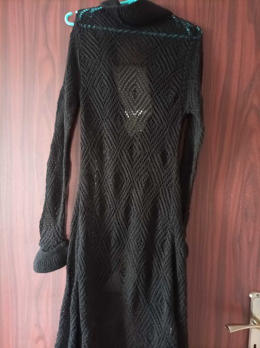 Sweter długi czarny ażur Promod rozm S