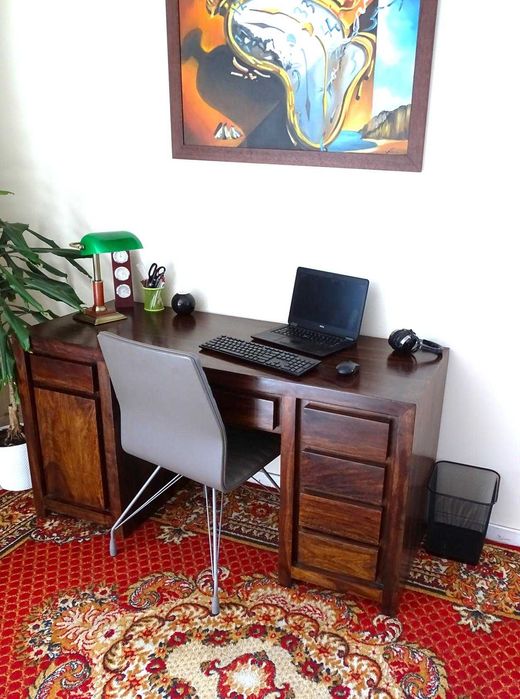 Indyjskie biurko z litego drewna palisander + krzesło – AlmiDecor