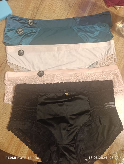 Piękny zestaw damskich majteczek XXL (nowe, koronka, satyna, korygujące, komplet 5 sztuk)