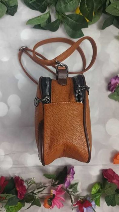 Nowa torebka damska Jingpin – mała, na ramię, z dwoma zamkami, brązowa