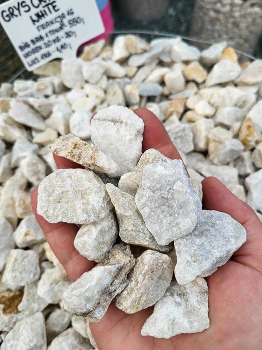 Grys Crystal White 8, 11, 32 mm kremowy kamień łupek żwir kruszywo ogrodowe Kamienie dekoracyjne