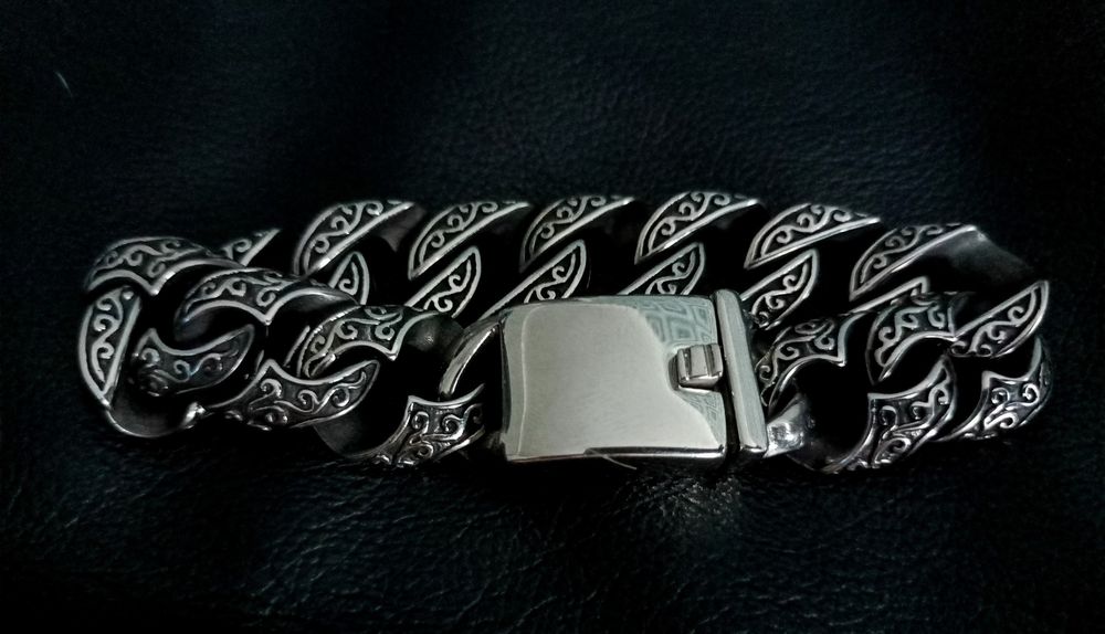 Masywna stalowa bransoletka nordycka wiking Stainless Steel 316L runy